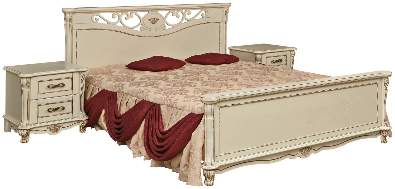 Кровать двойная Алези с высоким изножьем