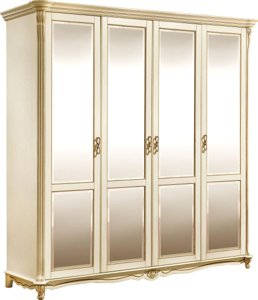 Шкаф для одежды 4д Алези П1.350.1.15 (П349.02/1) (Слоновая кость с золочением)