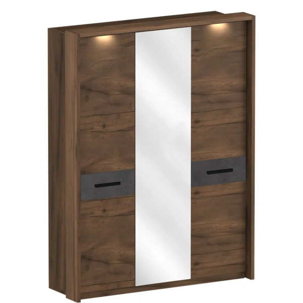 Шкаф трехдверный с обрамлением Глазго (Р) (Цвет Металл Бруклин/Таксония)