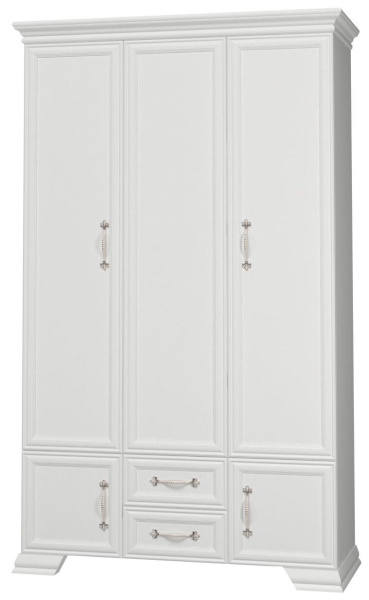 Шкаф распашной Грация ШР-3 (ЛДСП/МДФ (рамка) цвет, Белый 2ящ., без зеркала)