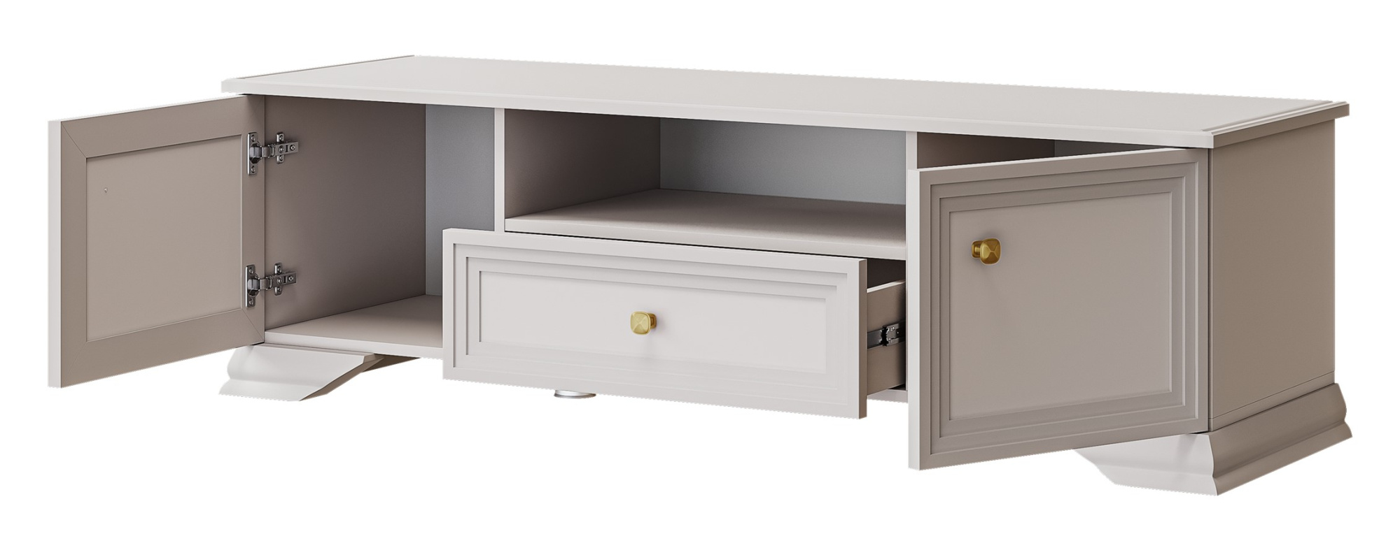 Тумба ТВ Орландо 2 двери 1 ящик (2 ДВЕРИ+1 ЯЩИК, Персидский жемчуг/Льняной)