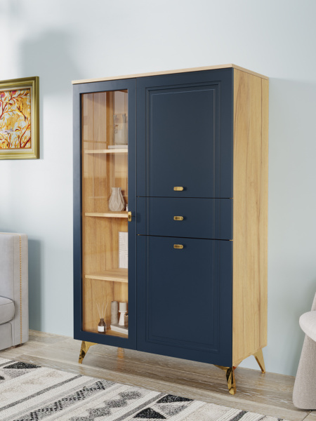 Шкаф низкий (1 стеклодверь) Вега Сапфир