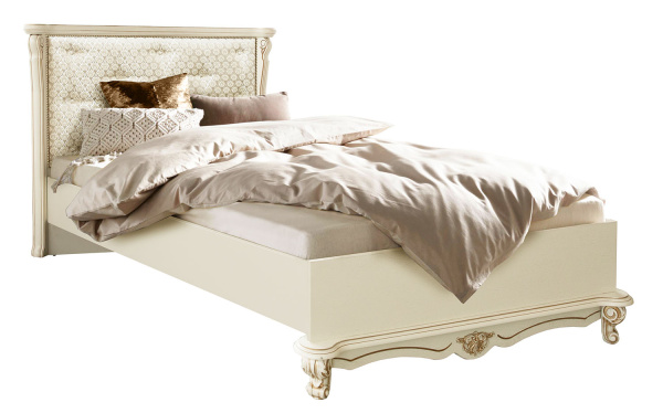 Кровать одинарная 1-09 Алези П1.350.1.36 (Слоновая кость с золочением 900*2000)
