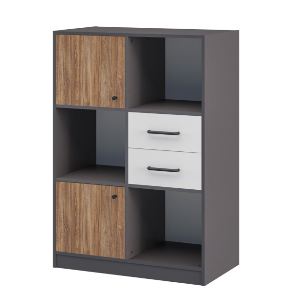 Шкаф комбинированный Мальма МН-135-09 (Графит/Белый-Дуб стирлинг)