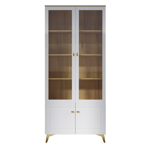 Шкаф-витрина 2-х дверная Вега Сапфир (Глянец белый)