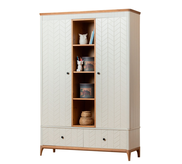 Шкаф книжный Вида №16 (Фасад Ёлка, Цвет Эмаль,  Высота ножек 180)