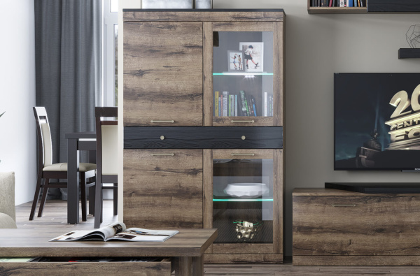 Шкаф с витриной 2V2D1S ДЖАГГЕР