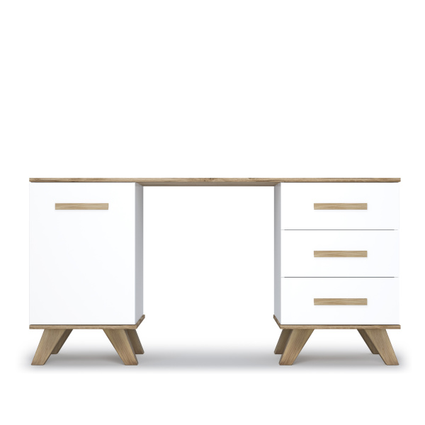 Стол письменный 1400 Вега Скандинавия (Дуб Каньон/белый глянец)