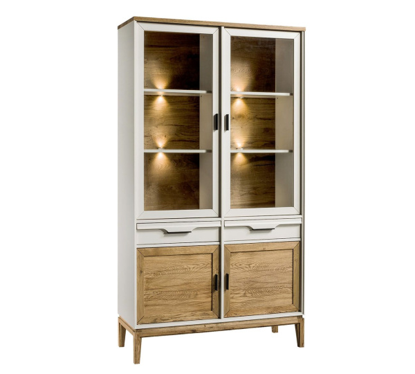 Шкаф для посуды 222 Гранада (Белый воск/Антик 24)