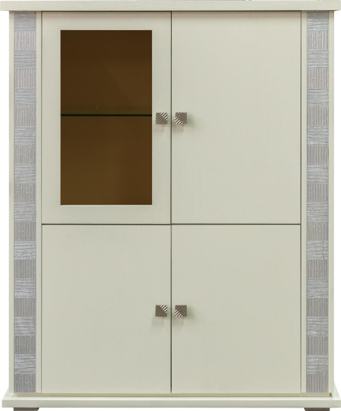 Тумба комбинированная Тунис П6.343.0.23 (П343.23/1Ш) (Слоновая кость с серебром)