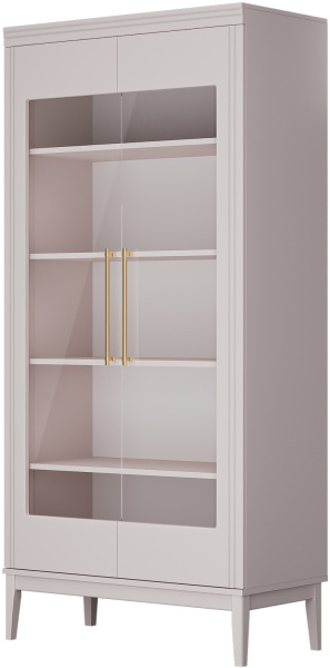 Шкаф с витриной Джали 2 двери (ЛДСП Персидский жемчуг/МДФ (лак) Льняной)