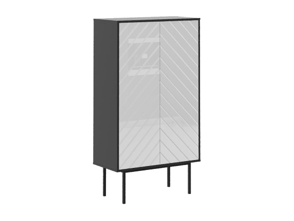 Шкаф Boho высокий / стекло (Корпус Черный, Фасад Стекло белое)