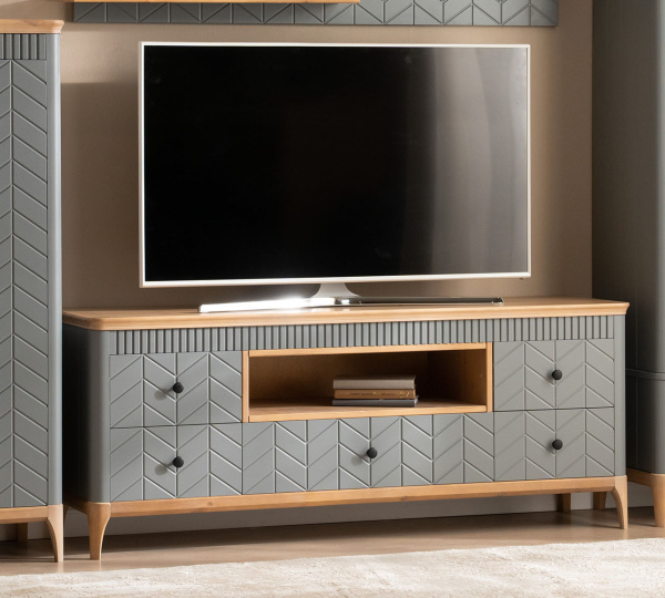 Тумба ТВ Вида №7 (Фасад Ёлка, Цвет Эмаль,  Высота ножек 180)