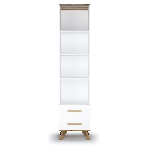 Шкаф-стеллаж 450 Вега Скандинавия (Дуб Каньон/белый глянец)