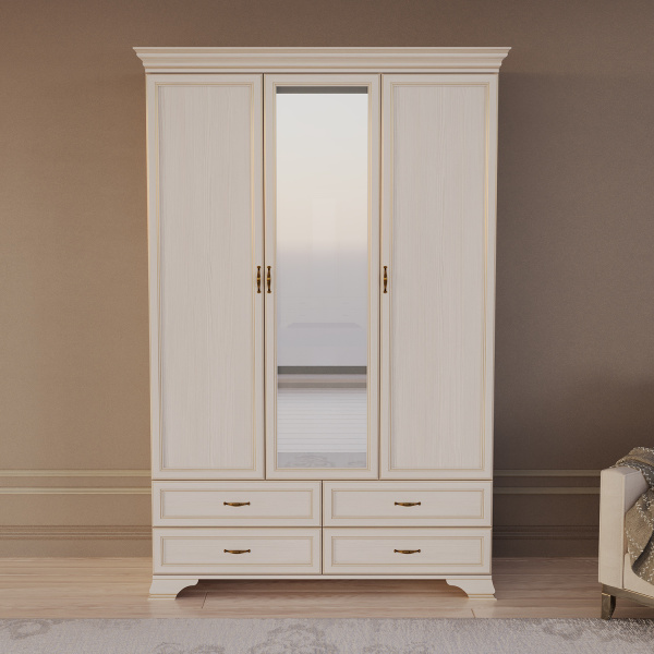 Шкаф распашной трехдверный с зеркалом Сиена