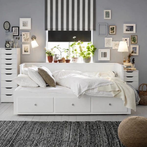 Кровать односпальная с ящиками 80*200 Кантри Hemnes ММЦ (Цвет Белый лак)