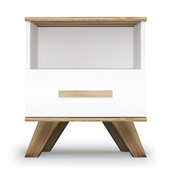 Тумба прикроватная Вега Скандинавия (Дуб Каньон/белый глянец)