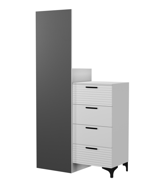 Комод Брента с зеркалом (С ЗЕРКАЛОМ , ЛДСП Белый Снег/ Лак Белый)