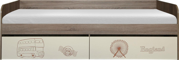 Кровать 1-08 Бритиш Бум П3.0551.1.20 (Дуб трюфельный + крем)