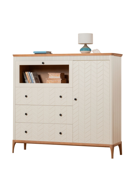 Комод Вида №42 (Фасад Ёлка, Цвет Эмаль,  Высота ножек 180)