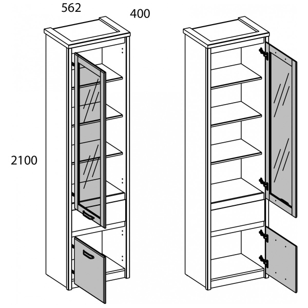 Шкаф с витриной 1V1D1S ДЖАЗ