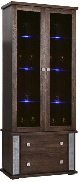 Шкаф с витриной Тунис П6.343.0.22 (П343.22Ш) (Венге c серебром)