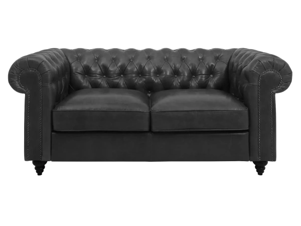 Диван Chester Classic двухместный / кожа (Ножки Черные, Кожа Dizaro-винтаж (Deepwater))