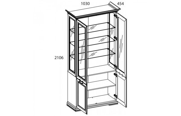 Шкаф с витриной 2V2D SEVILLA
