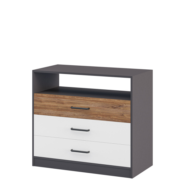 Комод Мальма МН-135-06 (Графит/Белый-Дуб стирлинг)