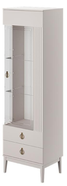 Шкаф с витриной Фарго однодверный правый (ПРАВЫЙ, ЛДСП Персидский жемчуг/Лак Льняной)