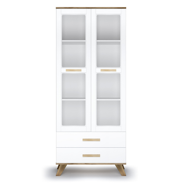 Шкаф-витрина 800 Вега Скандинавия (Дуб Каньон/белый глянец)