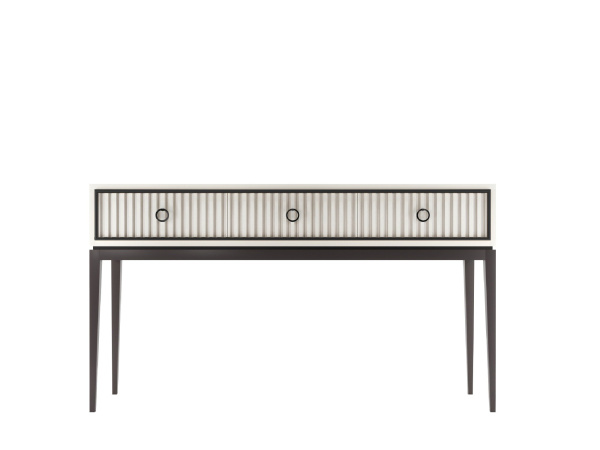 Консоль Nice с 3 ящиками фасад с фрезеровкой (Молочный/Черный)