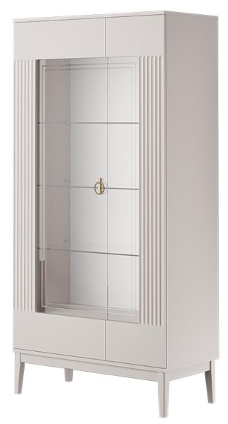 Шкаф с витриной Фарго двухдверный (ЛДСП Персидский жемчуг/Лак Льняной)