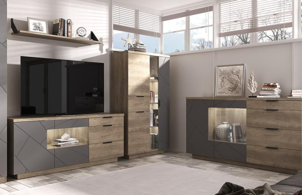 Шкаф с витриной 1V2D1S-P КАЙЛАС