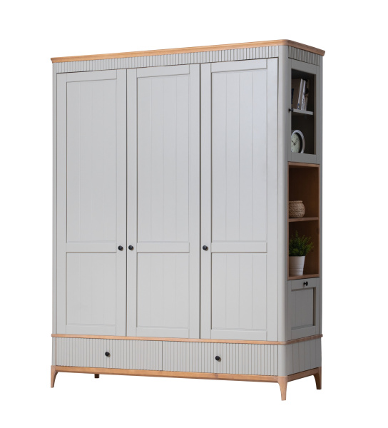 Шкаф трехстворчатый Вида №3 (Фасад Ёлка, Цвет Эмаль,  Высота ножек 180)