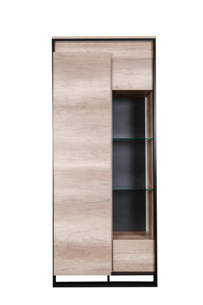 Шкаф с витриной Каньон Лофт П3.0561.0.20/40-01 (Цвет Дуб Каньон+чёрный, Модель без подсветки)