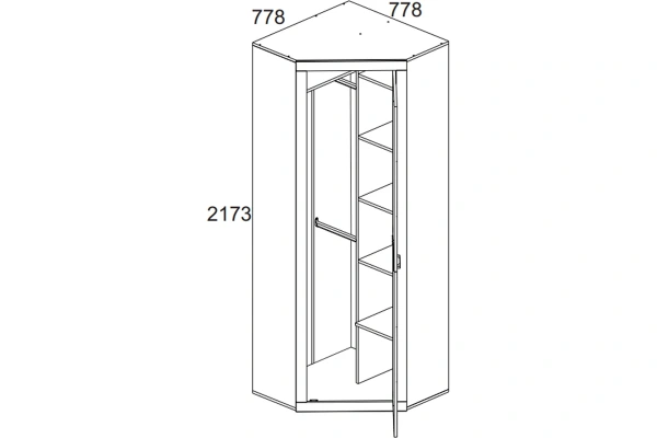Шкаф угловой с полками L-P ОСКАР
