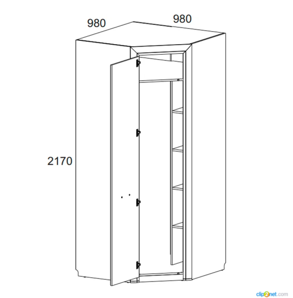 Шкаф угловой с полками 97х97 ОЛИВИЯ