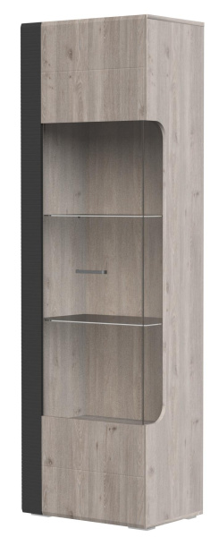 Шкаф с витриной Бриз 1 дверь (УНИВЕРСАЛЬНЫЙ,ЛДСП/МДФ Дуб Нельсон/Дуб Ниагара,Смоки Софт)