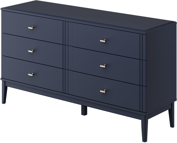 Комод Джали 6 ящиков (6 ЯЩИКОВ ЛДСП Ночное небо/МДФ (лак) Тёмный лазурный)