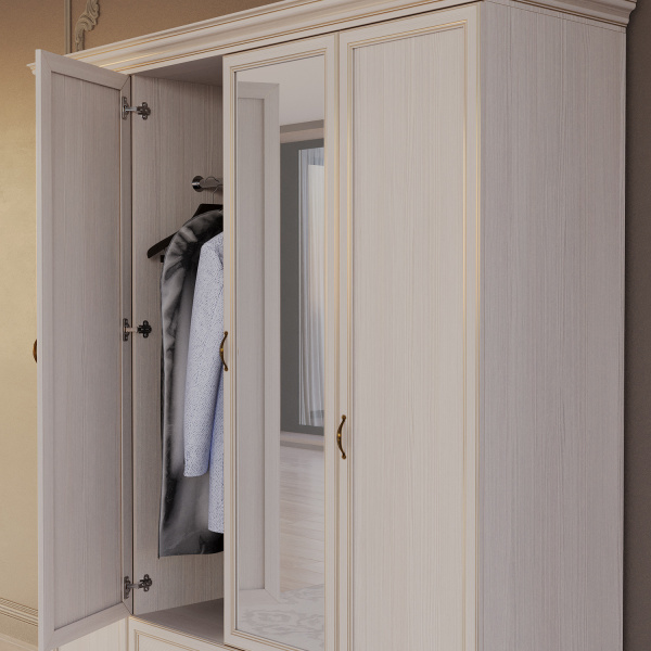 Шкаф распашной четырехдверный с зеркалами Сиена