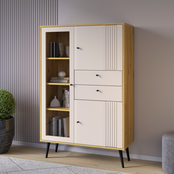 Шкаф низкий (1 стеклодверь)  Вега Саксония