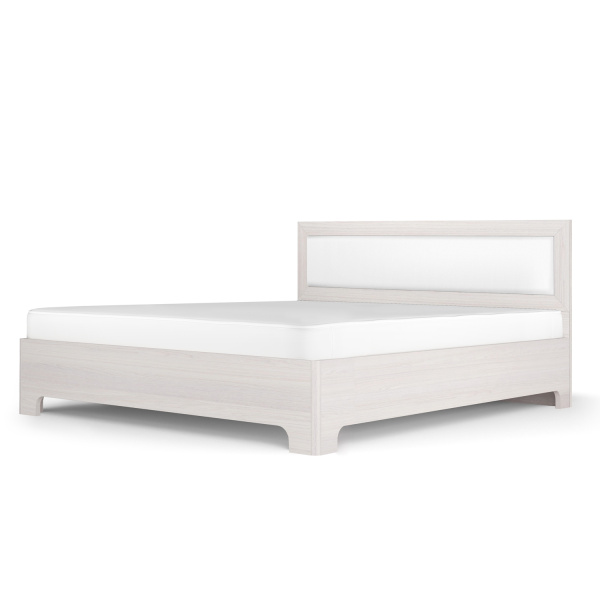 Кровать двуспальная 1 Парма Нео (1400*2000 Ясень анкор светлый, экокожа polo белая)