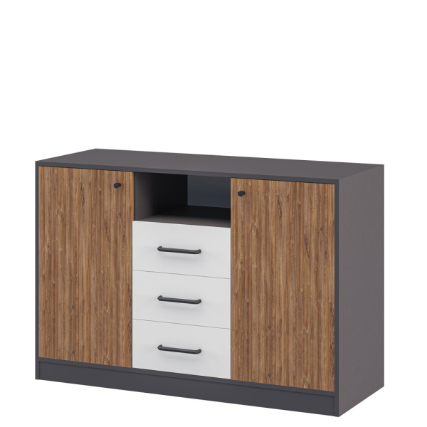 Тумба Мальма МН-135-02 (Графит/Белый-Дуб стирлинг)