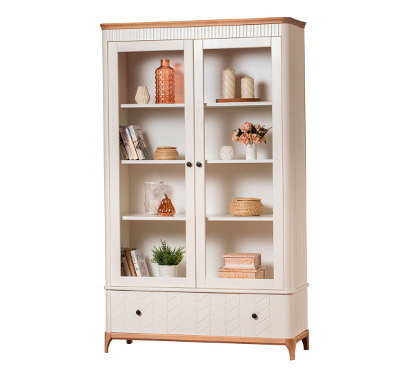 Шкаф книжный Вида №12 (Фасад Ёлка, Цвет Эмаль,  Высота ножек 180)