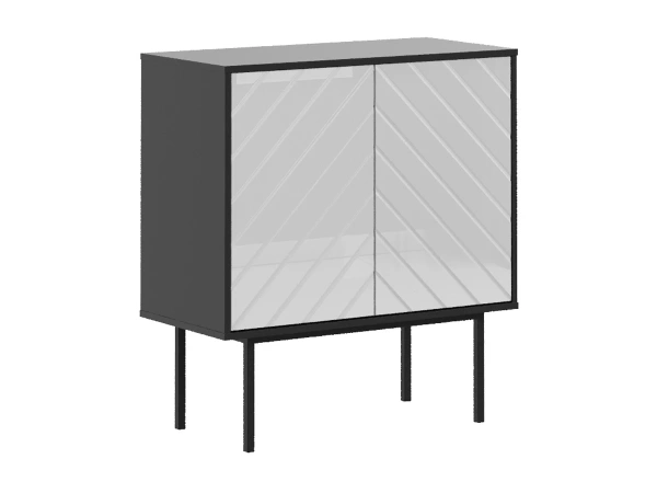 Шкаф Boho низкий / стекло (Корпус Черный, Фасад Стекло белое)