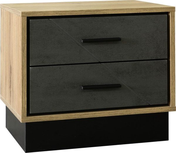 Тумба прикроватная Лайн П6.619.1.04 (П620.04) (Камень серый/Дуб вотан/Чёрный)