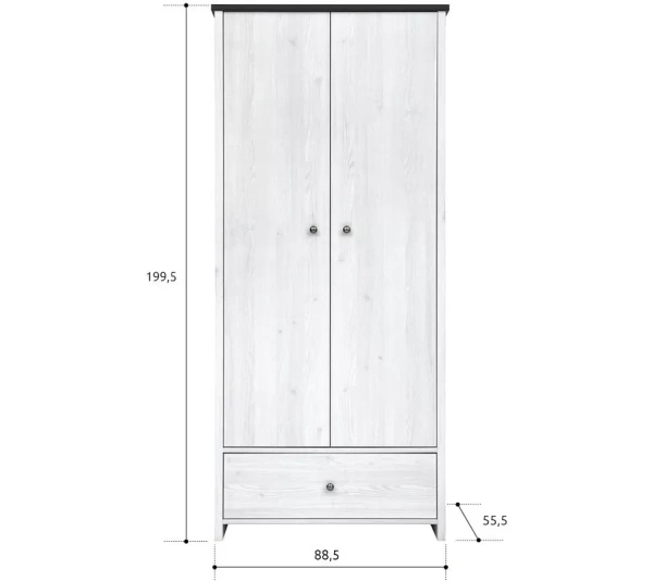 Шкаф платяной ПОРТО SZF2D1S