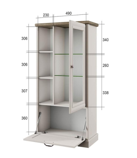 Шкаф с витриной 1V1D3N ТОСКАНА НЬЮ