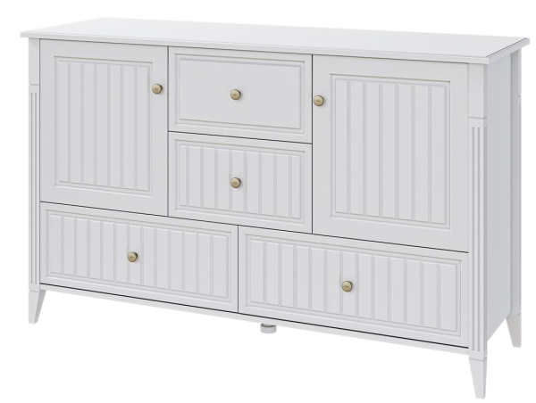 Комод Мэгги 4 ящика 2 двери (4 ЯЩИКА+2ДВЕРИ ,ЛДСП/МДФ Белый снег/Лак Белый)